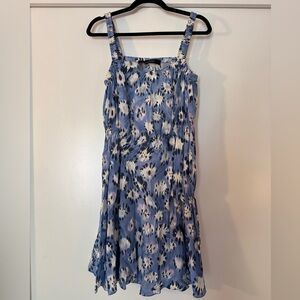 Thakoon Early 2000s Bias Cut Blue Print Dress Size ~6